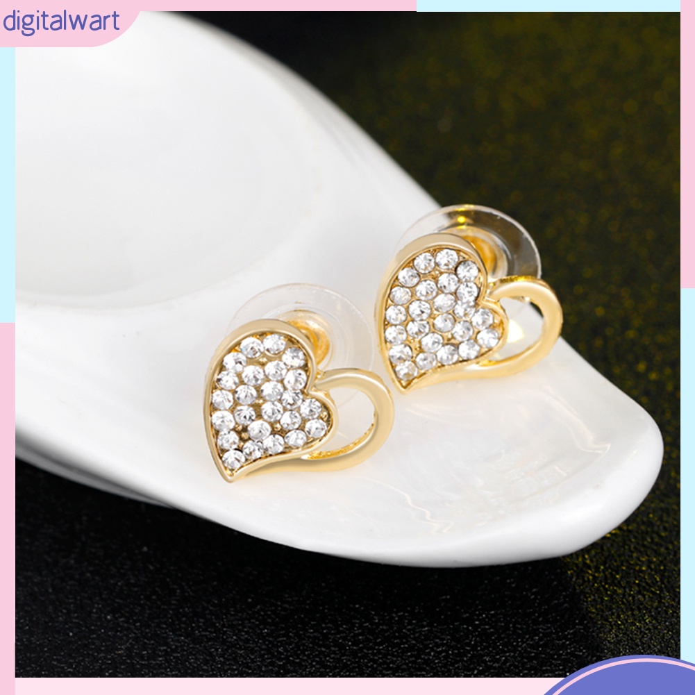 Bộ trang sức hợp kim đính đá hình tim xinh xắn