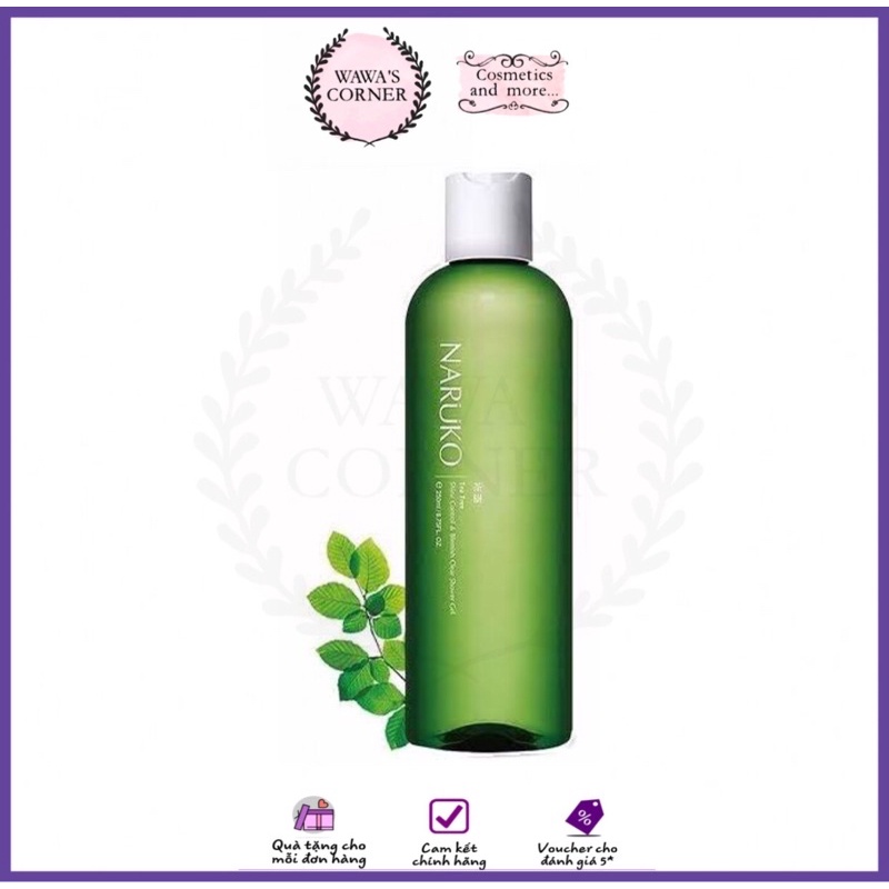 (BẢN ĐÀI) SỮA TẮM TRÀM TRÀ GIẢM MỤN LƯNG NARUKO TEA TREE SHINE CONTROL AND BLEMISH CLEAR SHOWER GEL