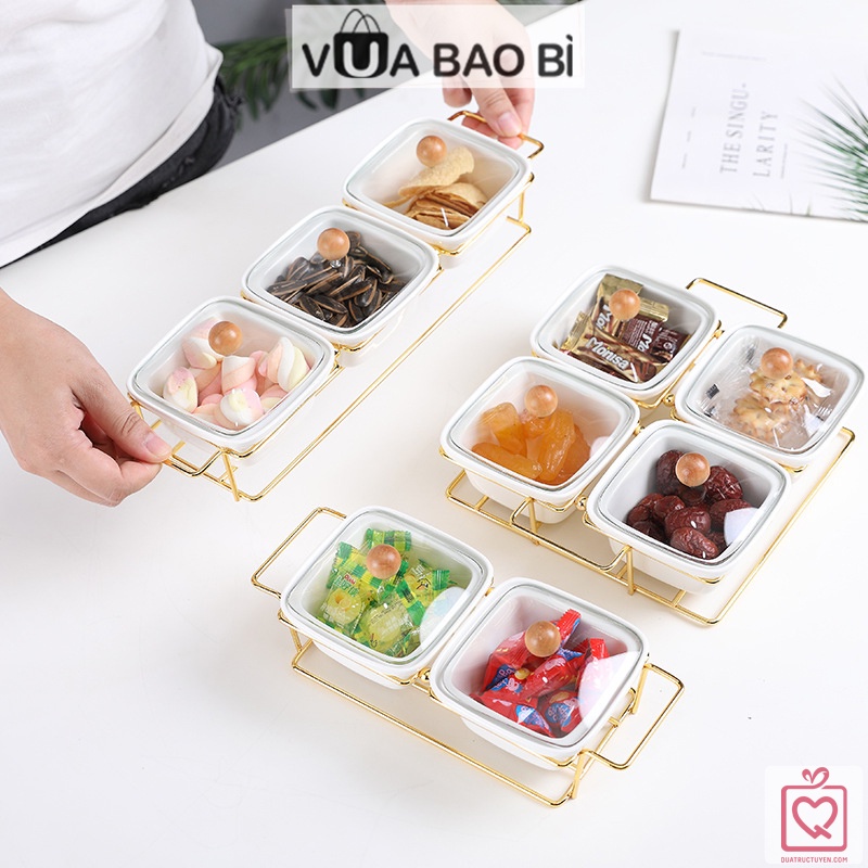 Khay mứt hũ đựng bánh kẹo hoa quả nắp Trong Suốt, hộp đựng hạt khô thực phẩm giá sắt sang trọng VUABAOBI