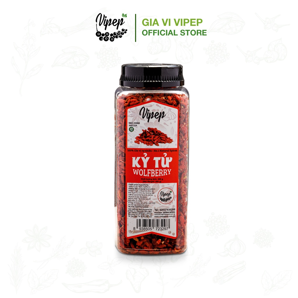 Kỷ tử (Câu kỉ tử) Vipep đỏ đều 400g, dùng pha trà hoa cúc, uống đẹp da, bổ máu, dễ ngủ, sáng mắt