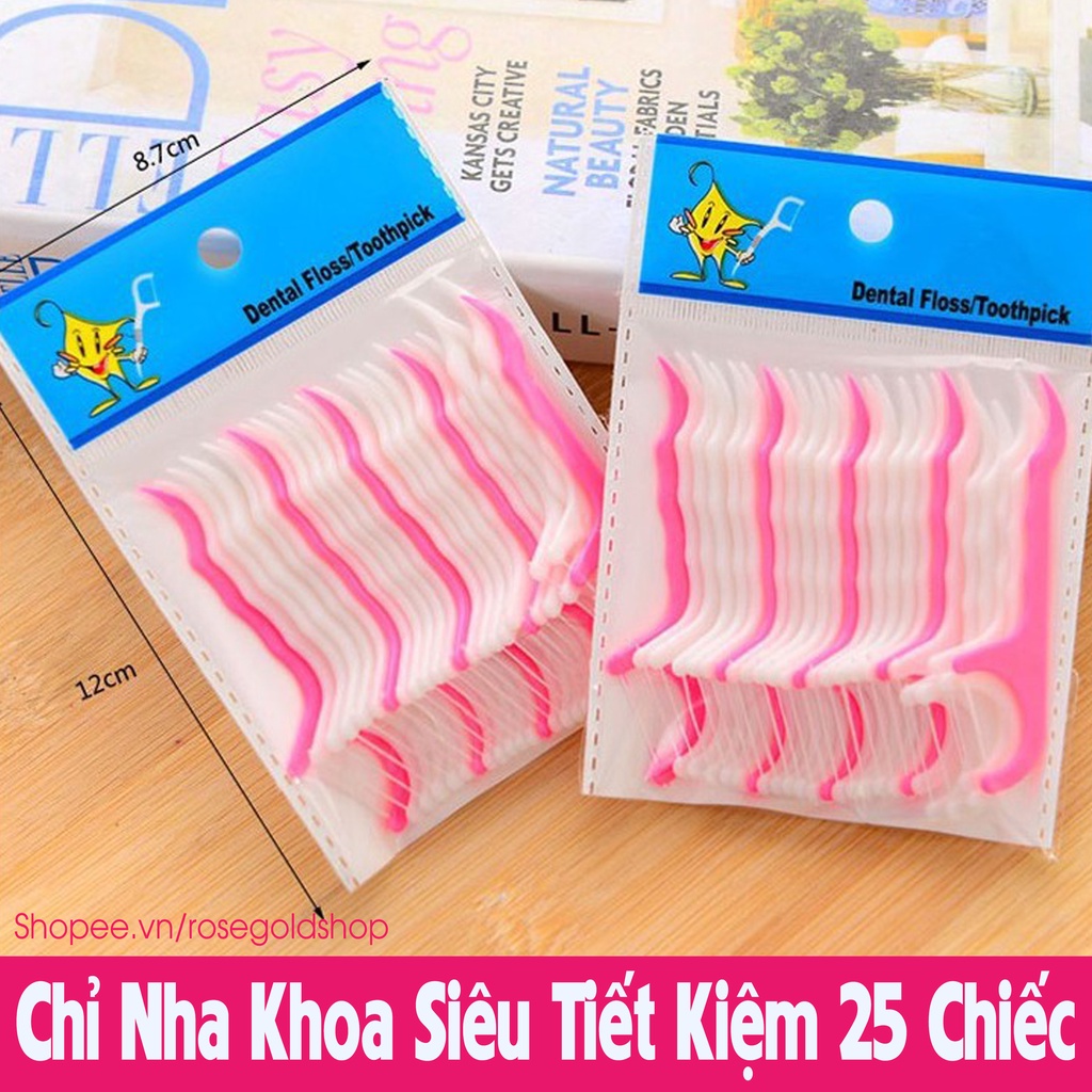 Chỉ Nha Khoa Siêu Tiết Kiệm 25 Chiếc/Gói, Nhỏ Gọn, Dễ Dàng Mang Theo