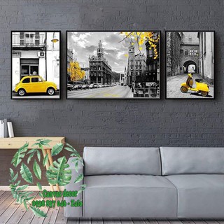 Tranh canvas treo tường bộ 3 tranh "Yelow"