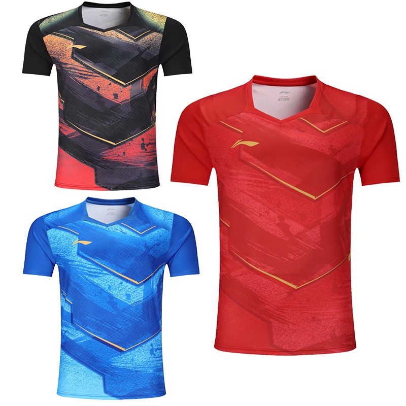 Li Ning Áo Thun Thể Thao Tay Ngắn Nhanh Khô Đơn Giản Cho Nam Nữ Chơi Bóng Bàn tennis