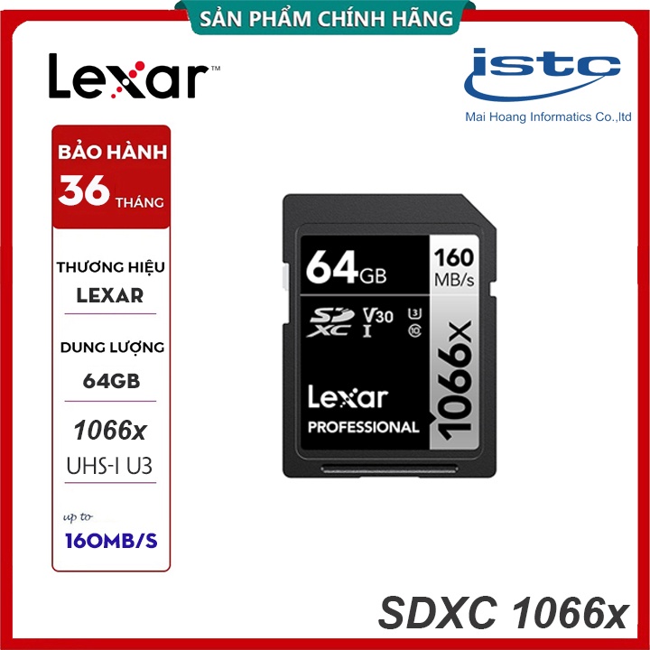 Thẻ nhớ SD LEXAR Cao cấp 1066x SDXC UHS-I U3 V30, 64GB | 128GB | 256GB | 512GB - Chuyên Máy ảnh, máy quay - Chính hãng