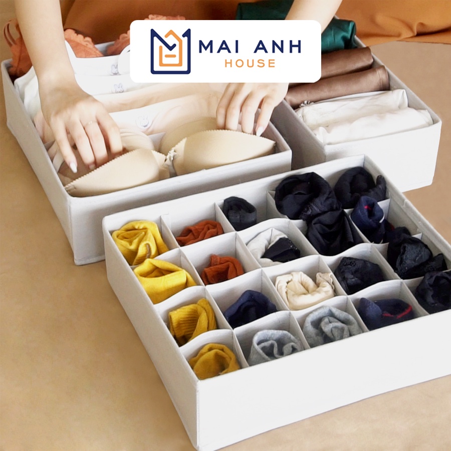 Set 3 khay chia ngăn đựng đồ lót, khăn tắm, tất gọn gàng dễ tìm Mai Anh House