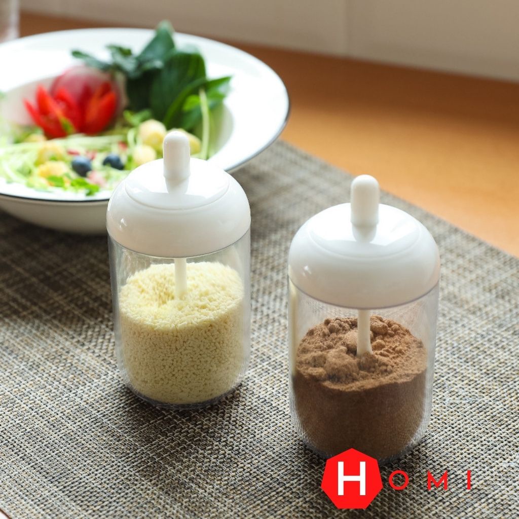 Lọ Đựng Gia Vị Thủy Tinh  Kèm Thìa 250ml, Hũ Đựng Gia Vị  - Danami Store