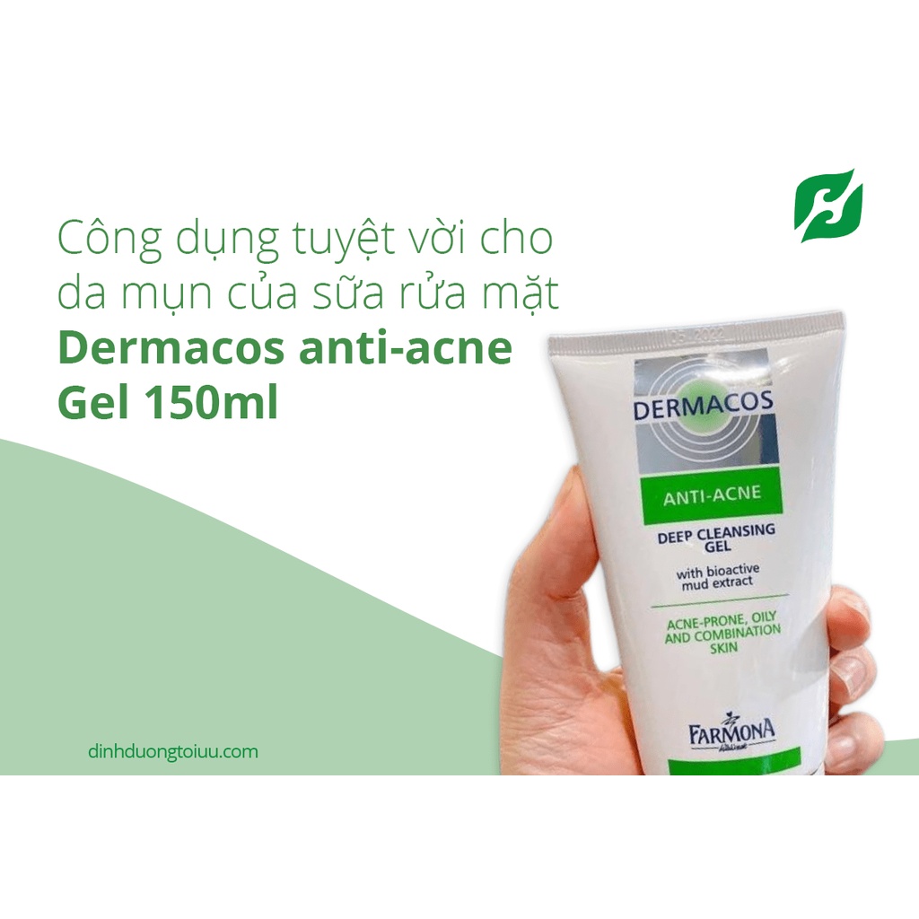 Gel Rửa Mặt Da Dầu Mụn Farmona Dermacos Giảm Mụn Và Bóng Nhờn Làm Sạch Sâu 150ML Hàng Nhập Khẩu Chính Hãng