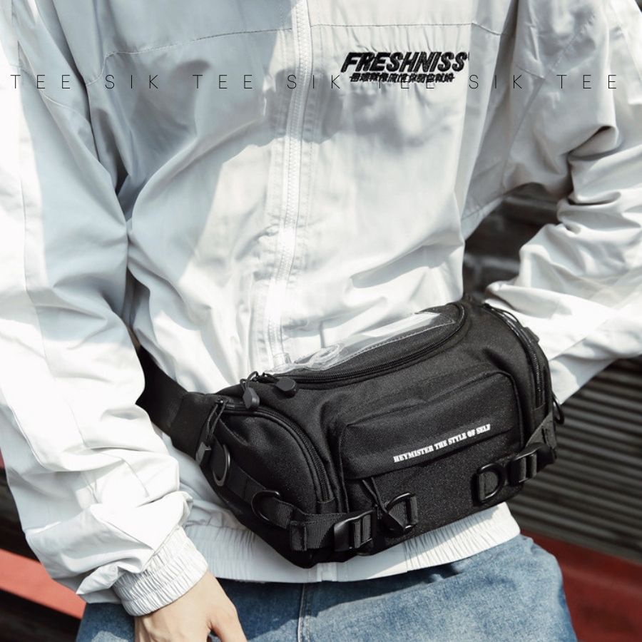 Túi đeo chéo nam nữ cao cấp TEE SIK túi bao tử đeo hông BumBag chống nước nhiều ngăn chất liệu Canvas thời trang TS02