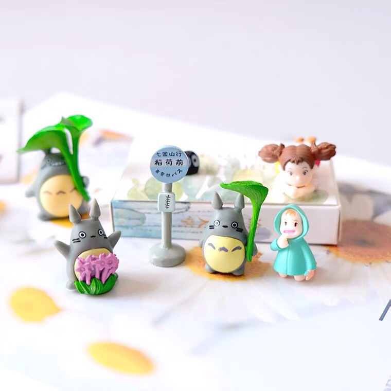 Set 10 mô hình tiểu cảnh TOTORO mini nhiều kiểu dáng đáng yêu trang trí bàn học, phòng ngủ,quà tặng-Ráp