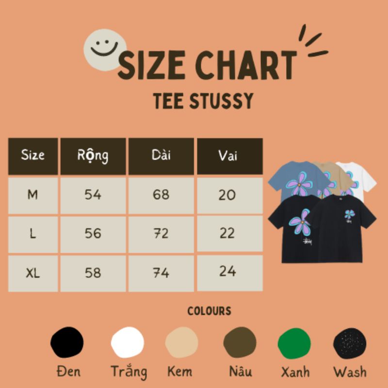 Áo Thun STUSSY Kem 2 Chiều Cao Cấp Tay Lỡ