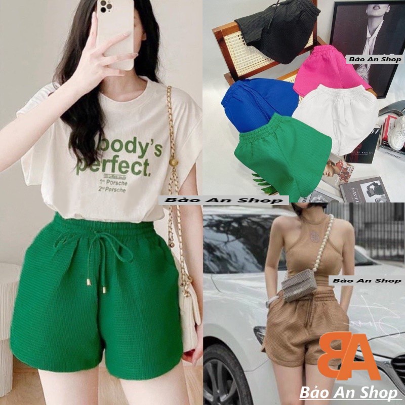 Quần đùi nữ chất vải thun xốp lưng chun co dãn