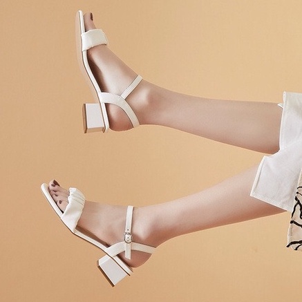Giày sandal quai nhún 3p gót vuông thời trang