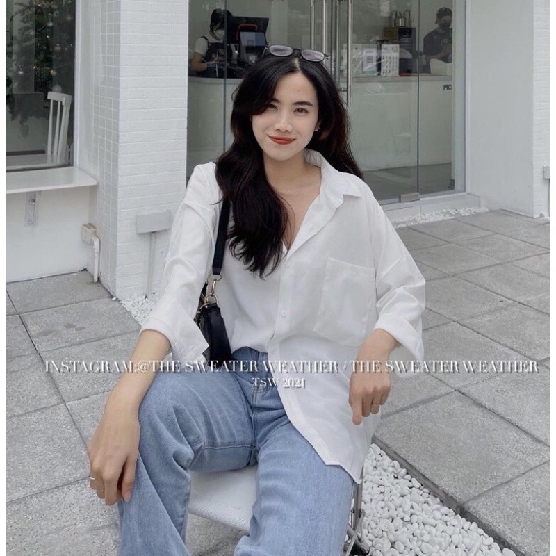 Áo Sơ mi trắng thô dày dặn dáng basic (ảnh thật 100%)