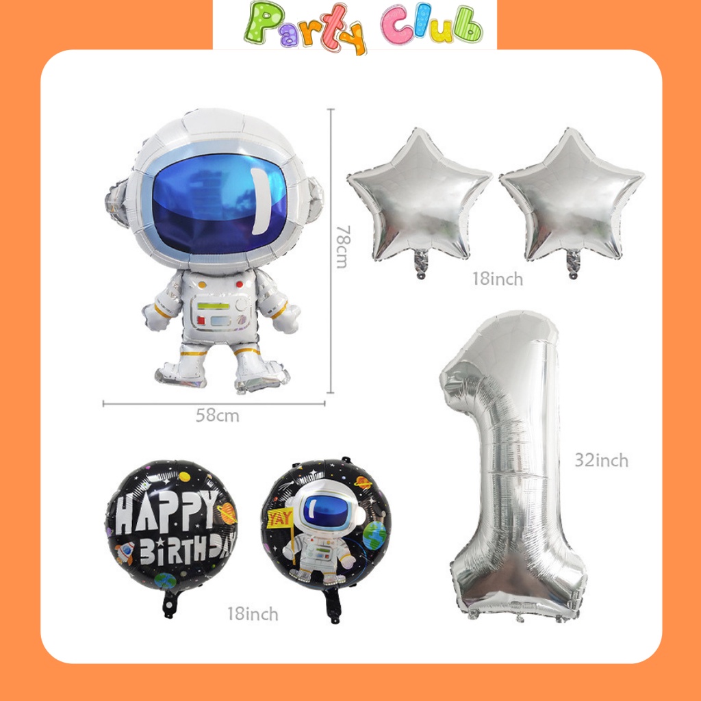 Chùm bóng phi hành gia trang trí sinh nhật cho bé