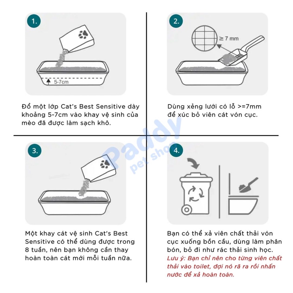 Cát Gỗ Cho Mèo Cat's Best SENSITIVE Vón Cục Siêu Thấm Hút &amp; Kháng Khuẩn