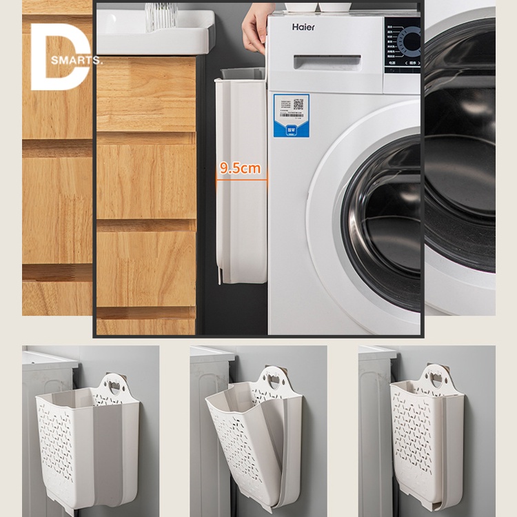 Giỏ đựng quần áo nhà tắm thiết kế tay cầm treo tường có thể gấp gọn chất liệu nhựa dẻo TPR