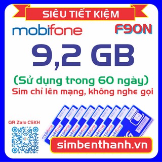 Sim 4G Mobi gói F90N miễn phí 9,2 GB sử dụng trong 60-90 ngày