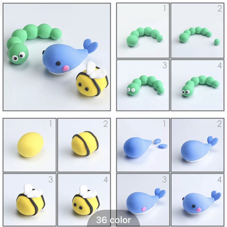 [Tặng 3 dụng cụ cắt tỉa] Đất sét Soft Clay tự khô siêu nhẹ tạo hình thủ công màu sắc Neon - gói 12/24/36 màu - Smart Bab