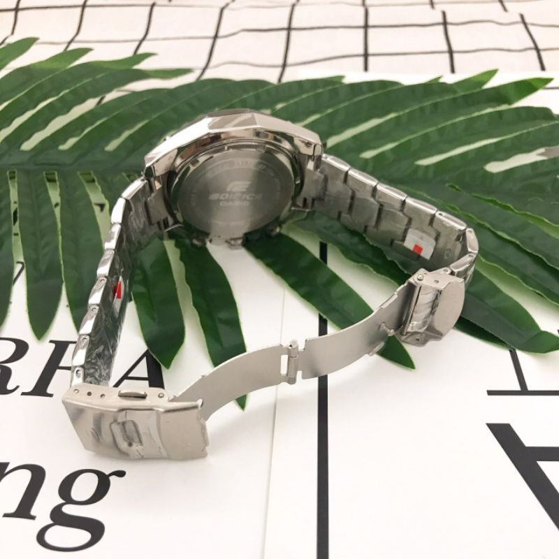 Đồng Hồ Nam Casio Bằng Thép Không Gỉ Chống Thấm Nước 100m VK Quartz EF550 Bản Ghi Âm Red Bull