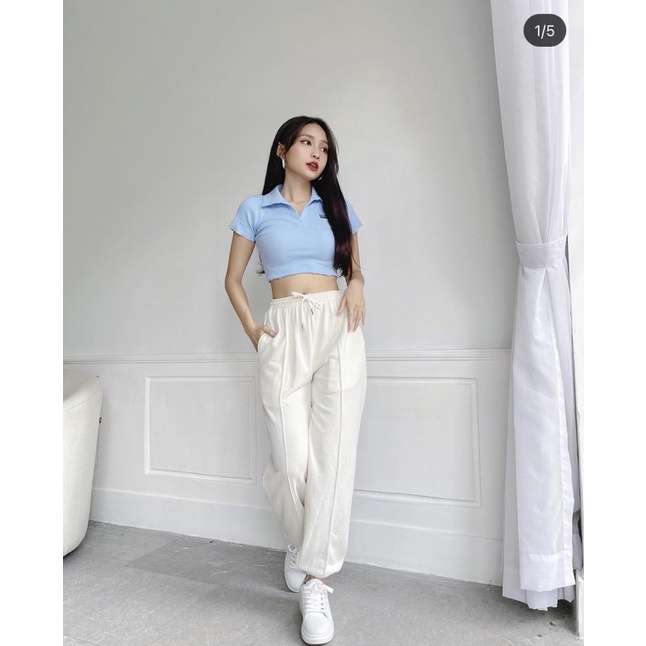 Áo croptop nữ BASIC TOP AM029 tay ngắn cổ polo