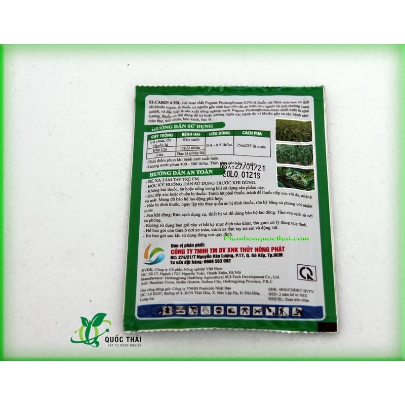ELCARIN 0.5SL SINH HỌC – SẠCH BỆNH HÉO XANH, LỞ CỔ RỄ, THỐI NHŨN TRÊN CÂY TRỒNG GREEN EXTRA
