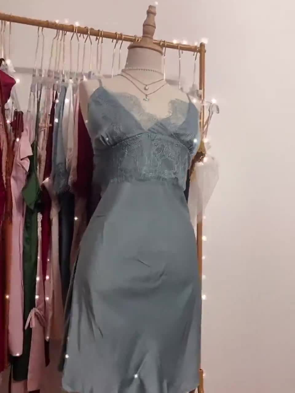 HT100 Váy ngủ sexy phối ren ngực dáng suông kèm ĐỆM LÓT, đầm ngủ lụa quyến rũ HT100 MÚT | BigBuy360 - bigbuy360.vn