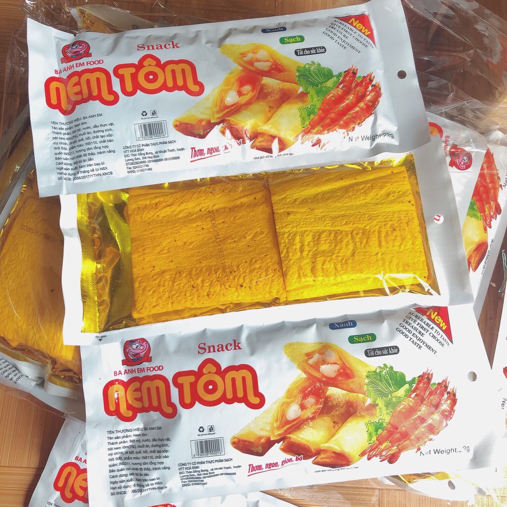 Bịch 30 Gói Nem Tôm Snack Nem Tôm Đồ Ăn Vặt Trẻ Em