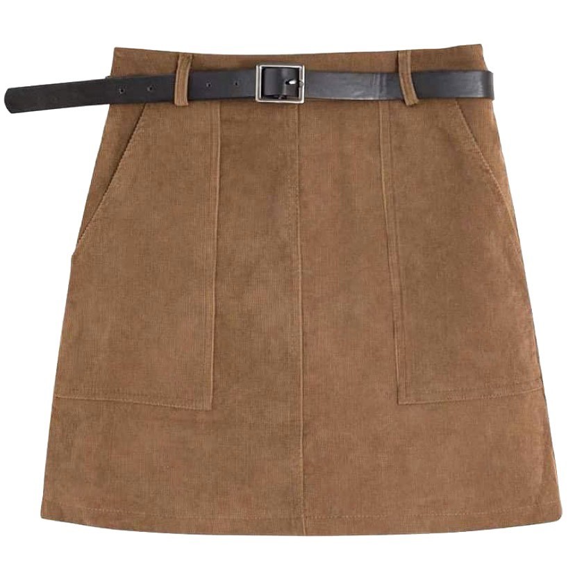 Chân Váy Nâu  form váy chữ A, dạ ép dày dặn