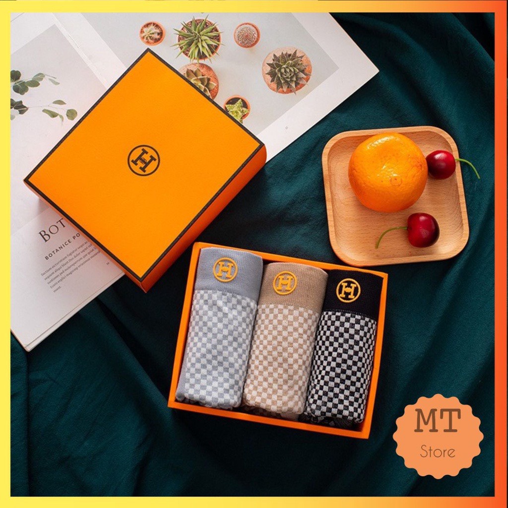 Hộp 3 quần lót nam đùi ,quần sip nam chữ H hộp cam hot hít