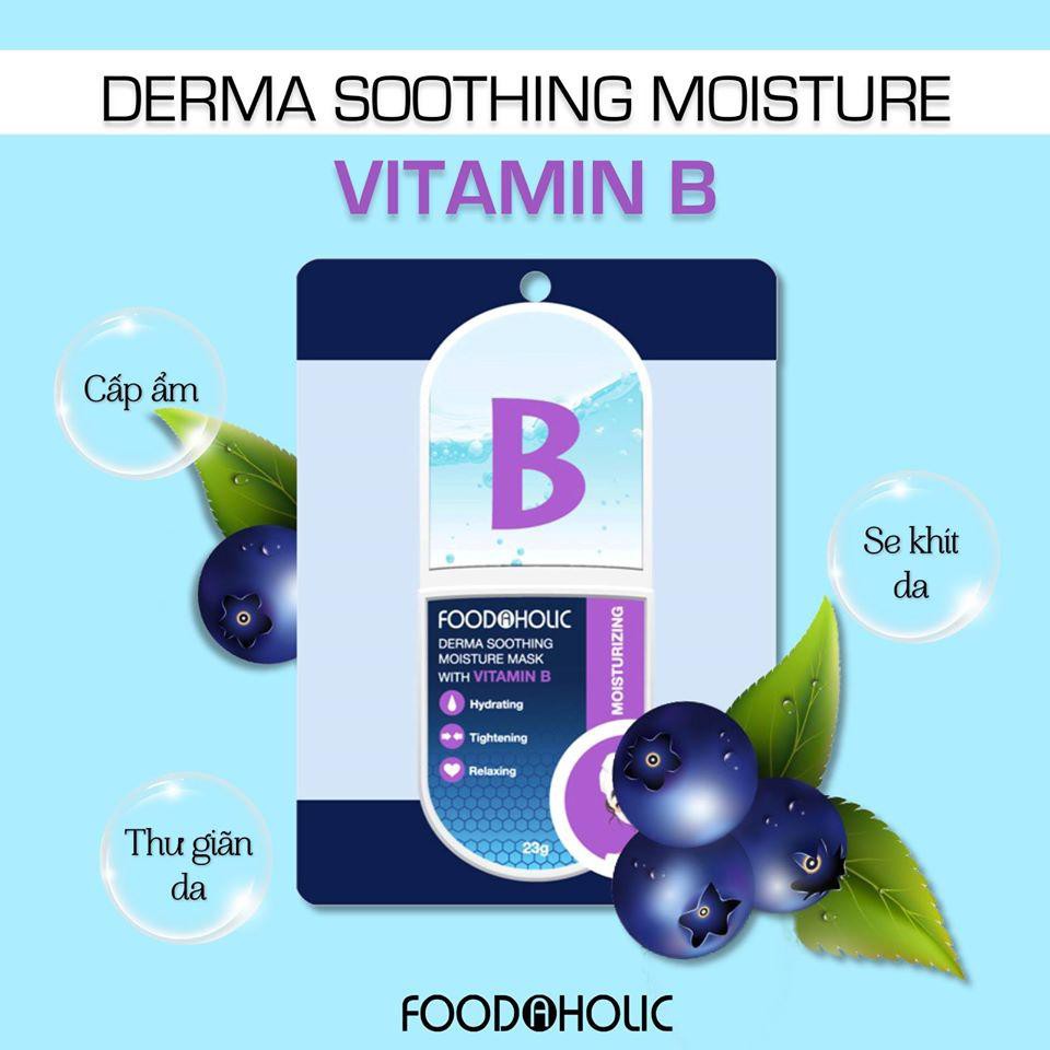 Hộp 10 Mặt Nạ Dưỡng Ẩm, Hỗ Trợ Thu Nhỏ Lỗ Chân Lông Chiết Xuất Vitamin B Foodaholic Derma Soothing Moisture Mask 23g x10