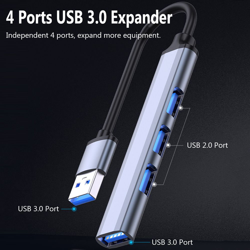 Bộ chia 4 cổng USB 3.0 tốc độ cao bằng hợp kim nhôm cho laptop