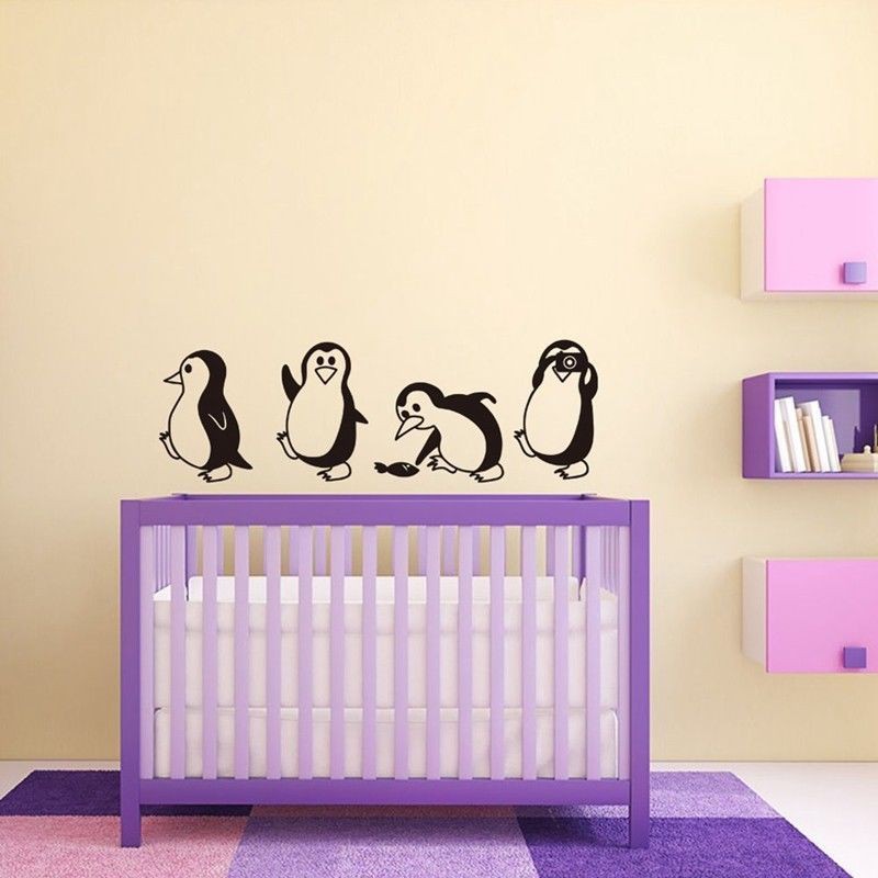 Miếng dán trang trí tường hình chim cánh cụt có thể tái sử dụng