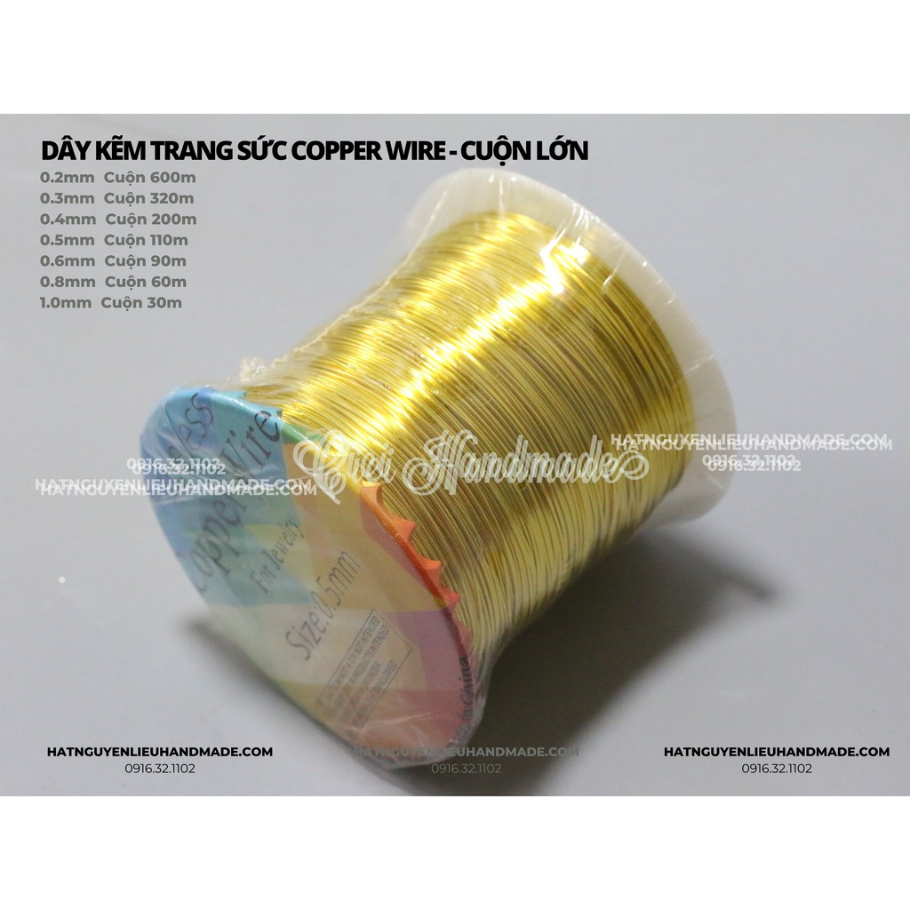 Dây kẽm trang sức Copper wire màu vàng Gold - Cuộn lớn tiết kiệm DIY Cici handmade (cam kết không gỉ) phụ kiện cô dâu