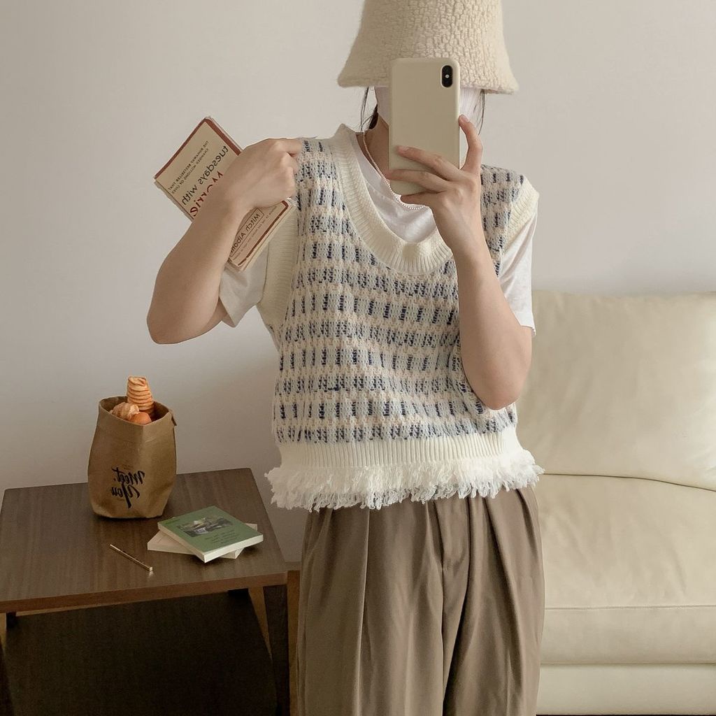 Áo Khoác Len Không Tay Dáng Rộng Thời Trang Dành Cho Nữ