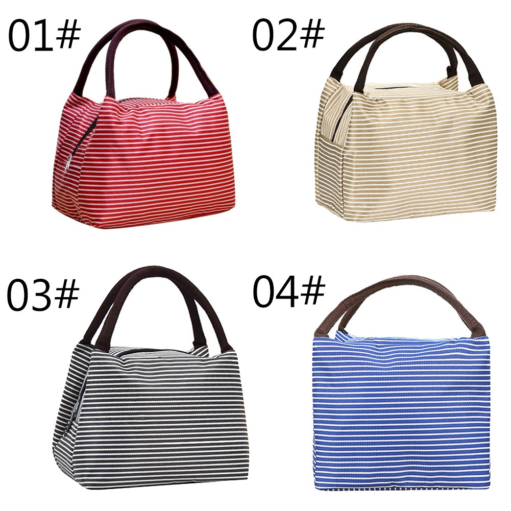 Túi đựng hộp cơm trưa phối họa tiết sọc ngang đơn giản xinh xắn | BigBuy360 - bigbuy360.vn