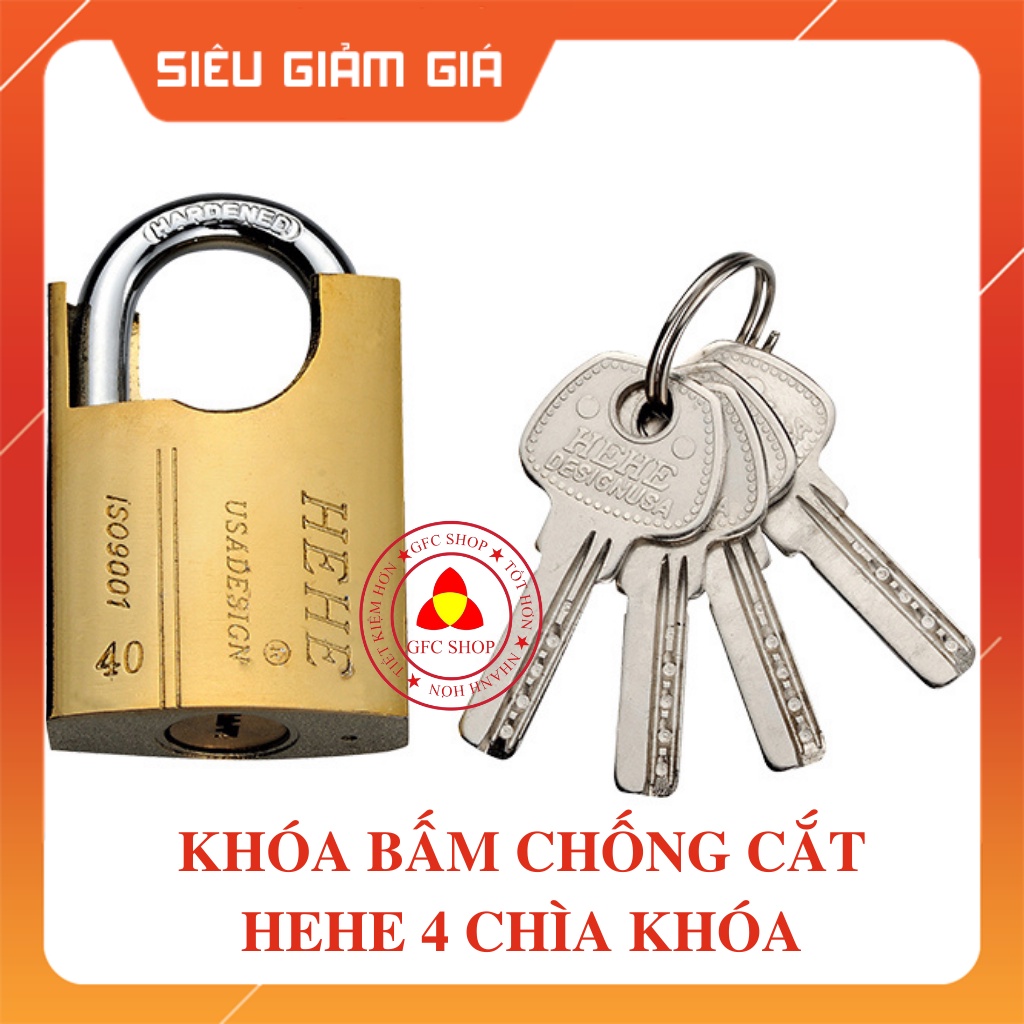 Khóa bấm chống cắt HEHE 4 chìa khóa size 40 - 50 - 60mm