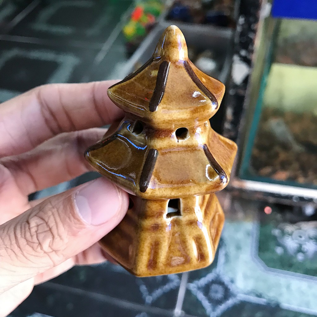 THÁP TRANG TRÍ HỒ CÁ NON BỘ RỘNG 5CM CAO 9CM