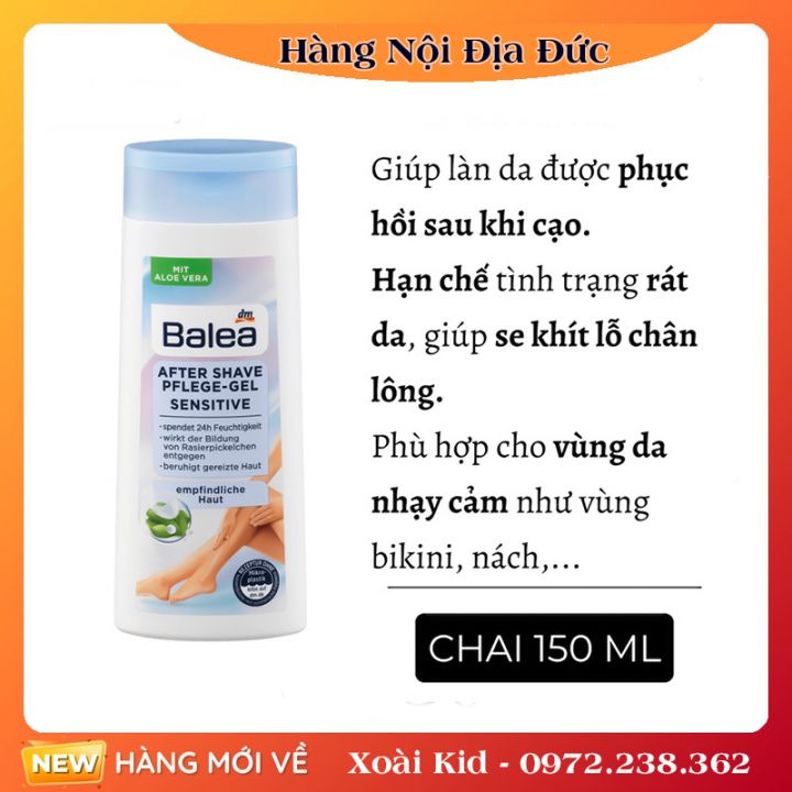 KEM ỨC CHẾ LÔNG MỌC, DƯỠNG DA SAU WAX, CẠO LÔNG BALEA ĐỨC -Date mới đủ bill