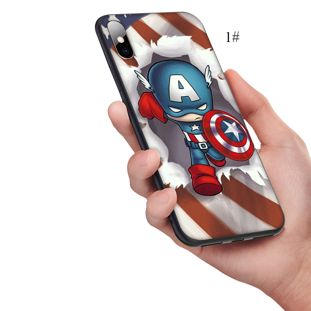 Ốp điện thoại mềm in hình siêu anh hùng Marvel cho Iphone 5/5s/6/6s/6+/6s+/7/+/8/+/X/Xr/Max