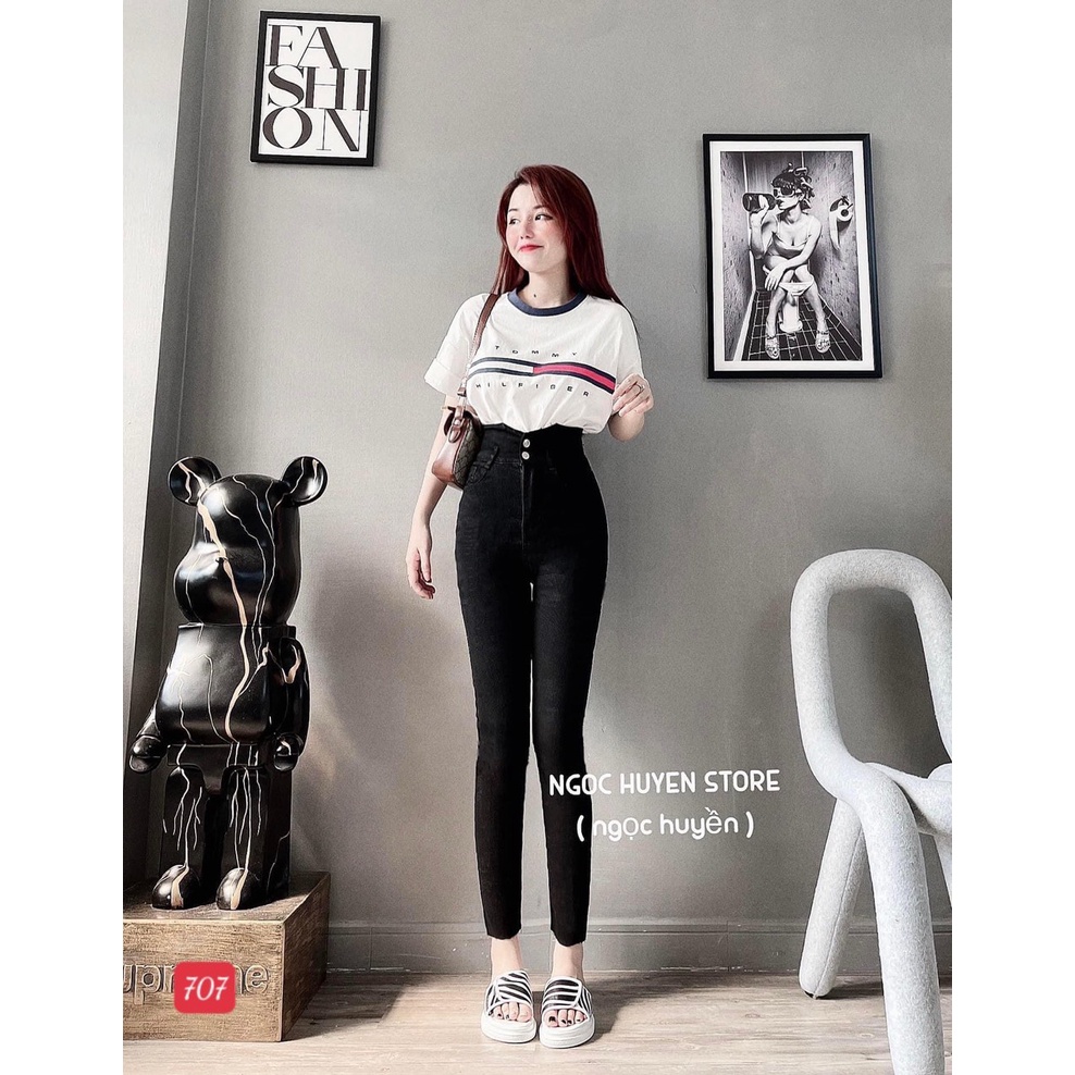 Quần Jean Nữ Lưng Cao 💖FREESHIP💖 Quần Bò Nữ Mẫu Mới Phối Rách Cá Tính Thời trang Chuẩn Hàng Shop Lady Fashion - QJNU7