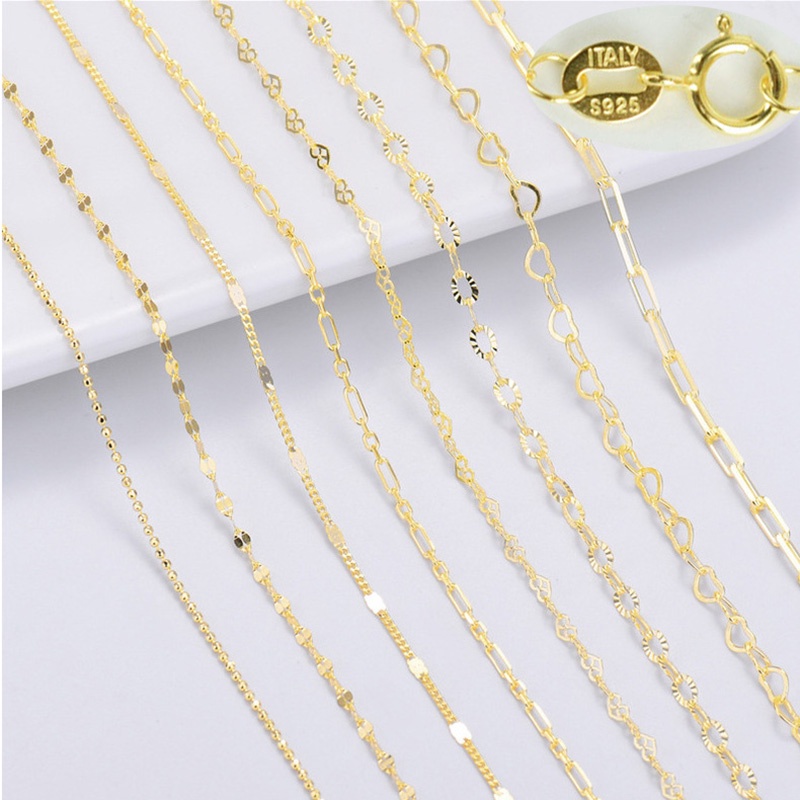Dây chuyền vàng 925 Dây chuyền bạc cho phụ nữ Thiết kế khác nhau / Chiều dài Vòng cổ mạ vàng Phụ kiện trang sức thời trang