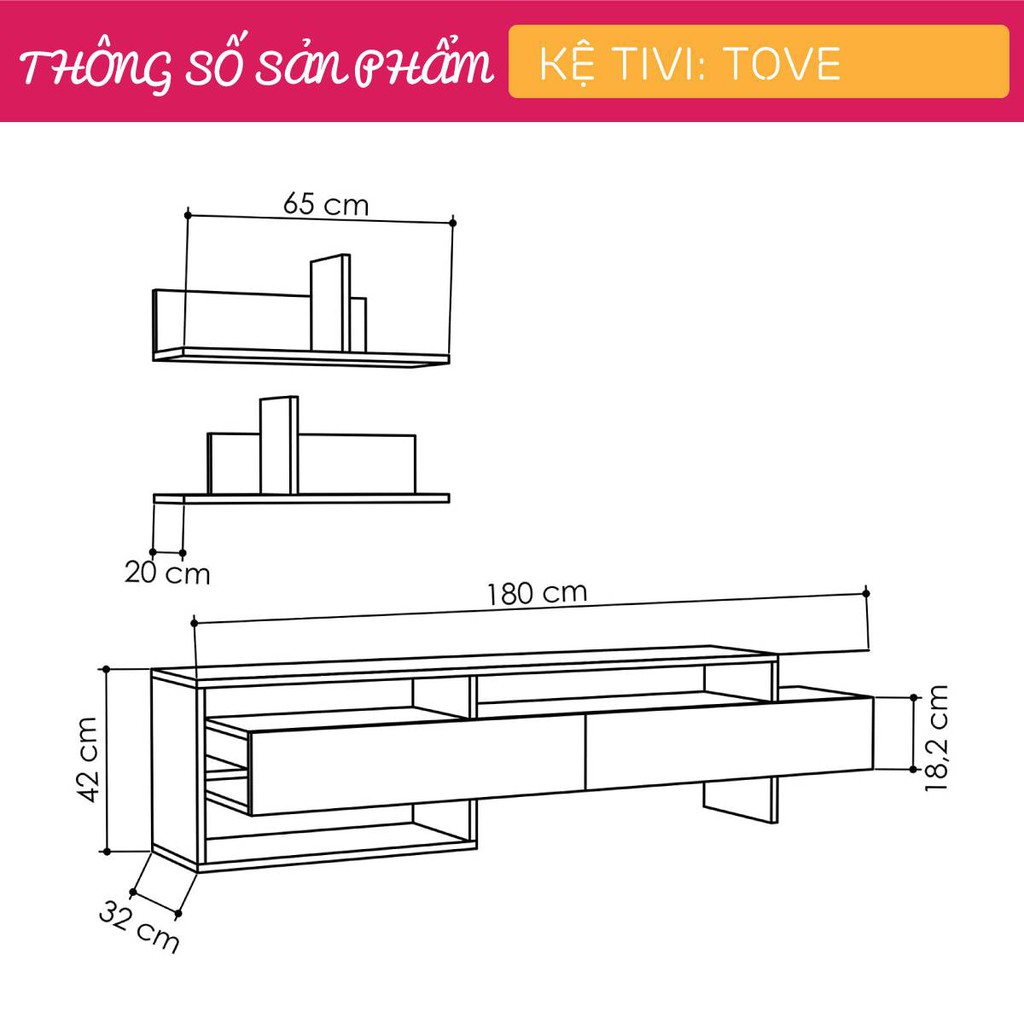 Kệ tivi gỗ hiện đại SMLIFE Tove