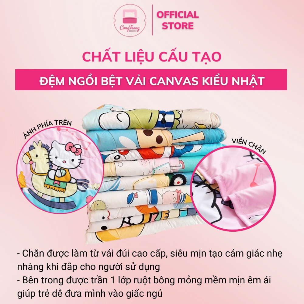Chăn hè thu cho bé đến trường chất vải đũi size 1mx1m4, mền cho bé đi học mầm non tiểu học có trần bông