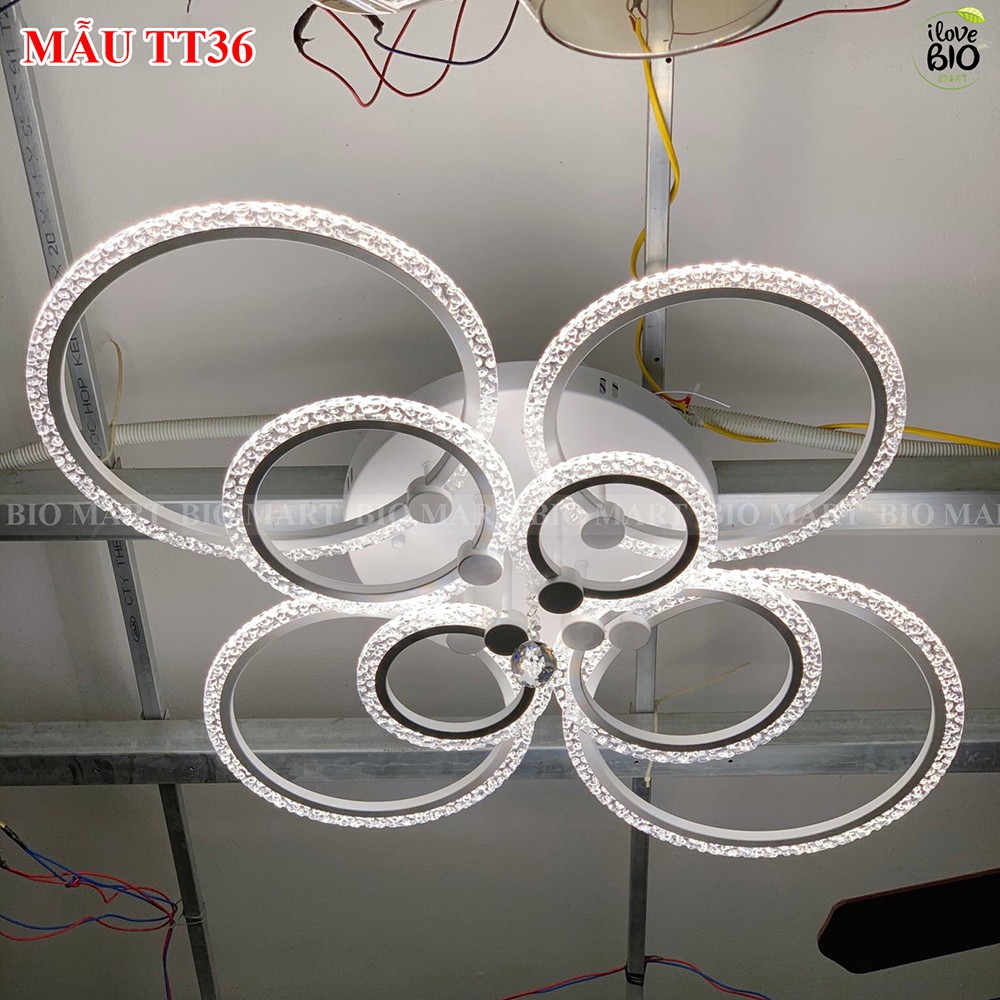 Đèn Ốp Trần Trang Trí - Đèn Âm Trần Cánh Tròn Olympic, Gồm 3 Chế Độ Ánh Sáng, Có Điều Khiển Từ Xa Tiện Dụng – BIO100