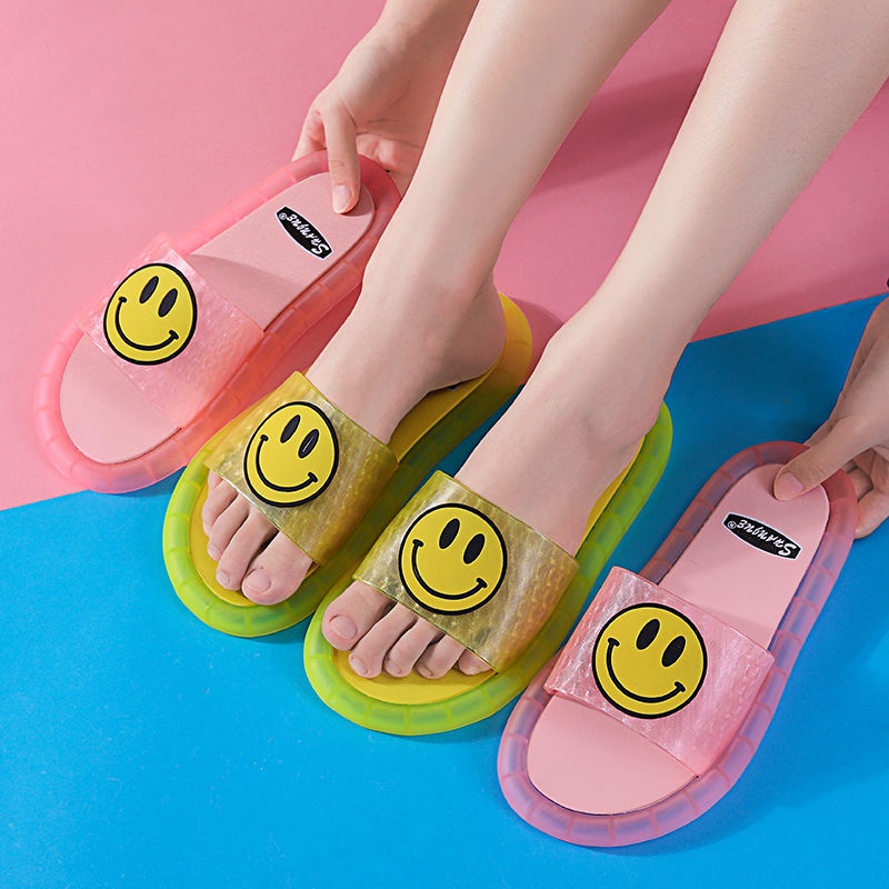 Dép Dạ Quang. Dép Có Đèn LED Phát Sáng Hình Mặt Cười Phiên Bản Cao Cấp Cho Người Lớn Trẻ Em