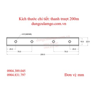 Thanh trượt ray khổ 200mm