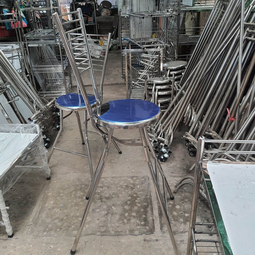 Ghế xếp 8 song , inox có lưng dựa cao lên mặt ghế 60cm/70cm/80cm . Hàng dày 1mm , chắc chắn , sử dụng an tâm .