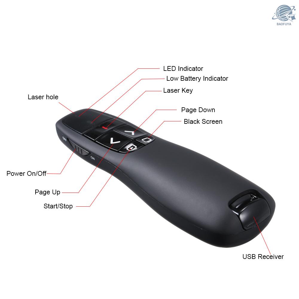 BF 2.4G Wireless Presenter Page Turner Laser Pointer Presentation PPT Powerpoint Clicker with USB Receiver Remote Control Flip Pen