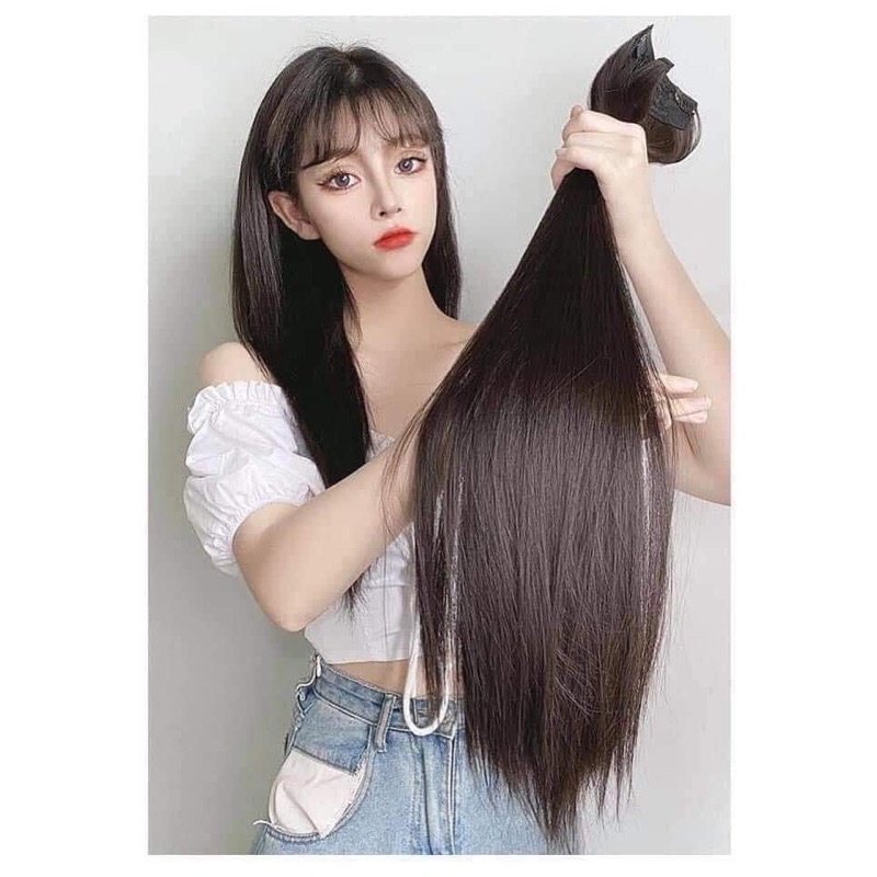 Set 3 dải tóc giả Comavi tóc kẹp thẳng dài tóc cao cấp làm phồng và dày tóc tự nhiên TG19