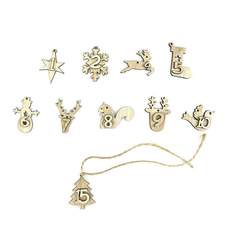 Lịch Giáng Sinh 24 Ngày 1-24 Trang Trí Bằng Gỗ